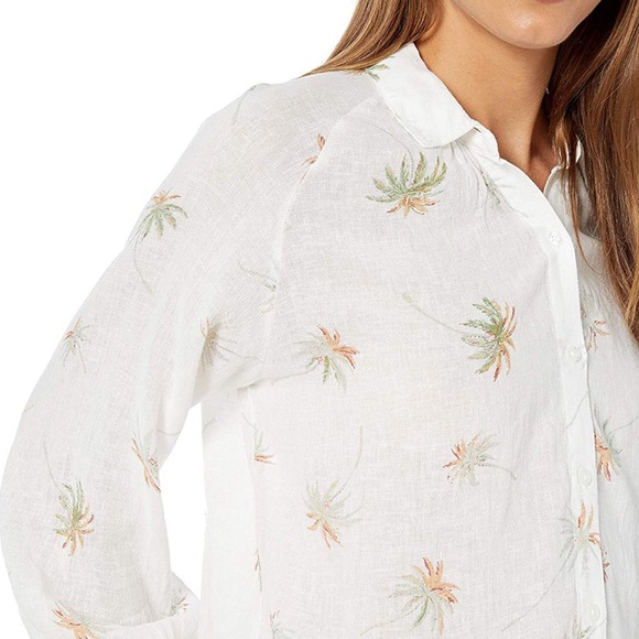 RAILS Natalie Linen Shirt White/Palm Tree XS - Picture 2 of 8